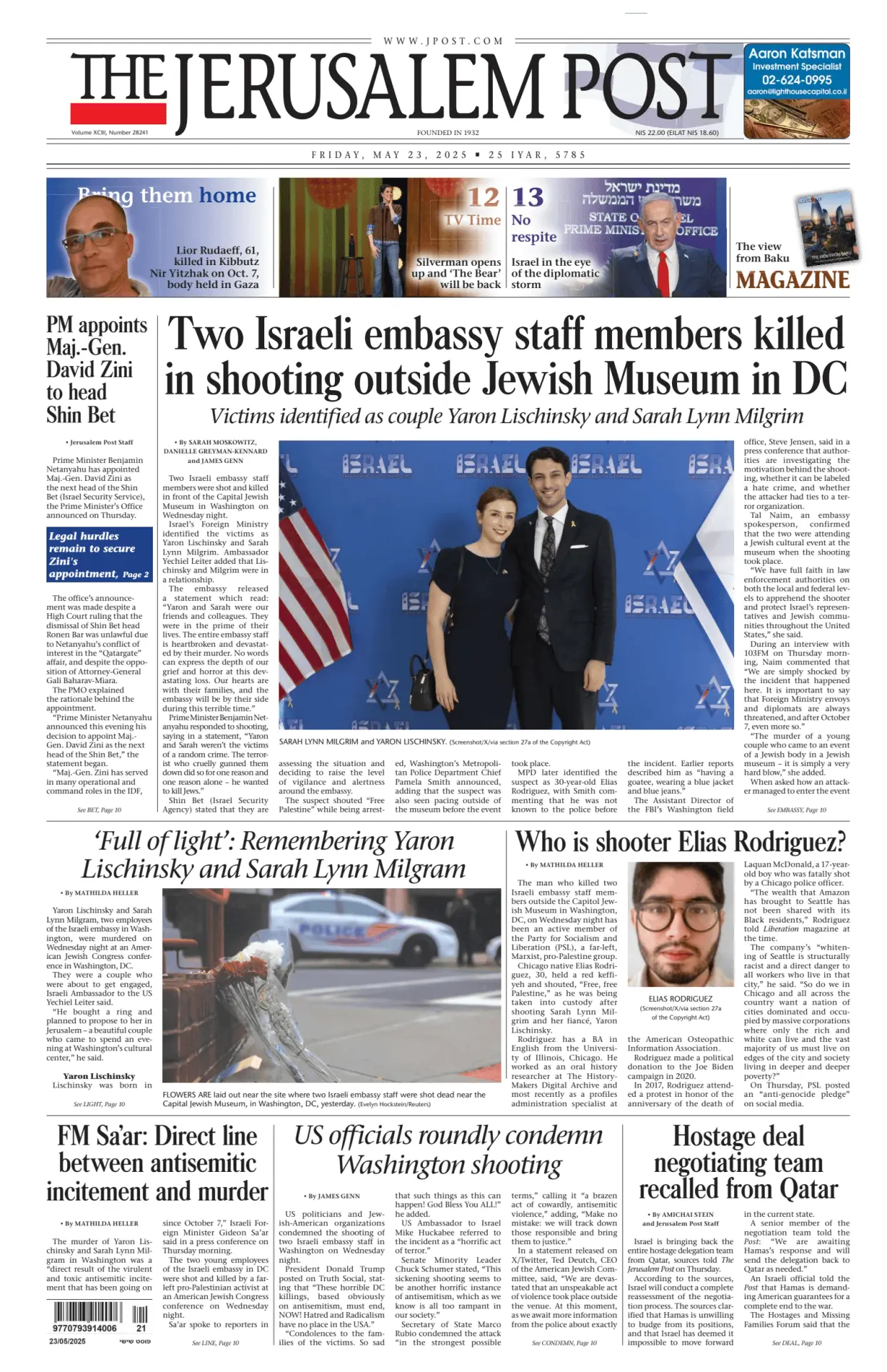 Prima-pagina-the jerusalem post-edizione-di-oggi-23-05-2025